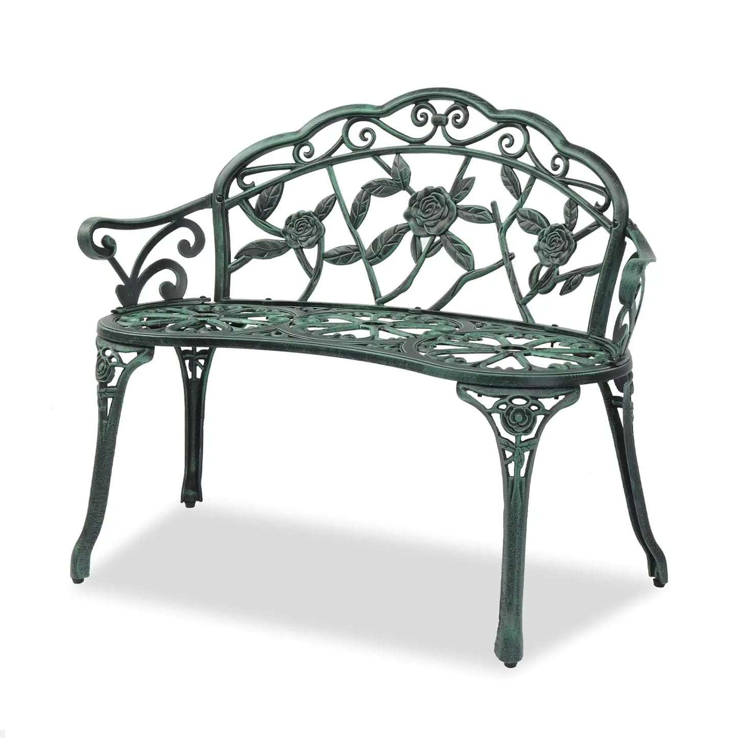 Antique Classic Patio Rose Bench For Two Cast Iron Aluminum