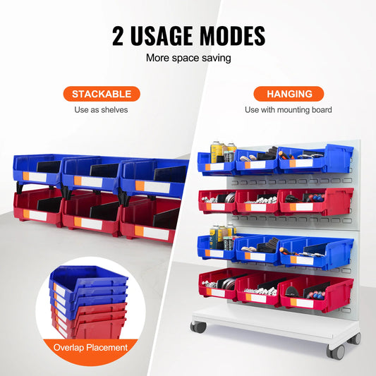 SucceBuy 6 Pack Garage Storage Bins Hanging Stackable Wall Organizer
