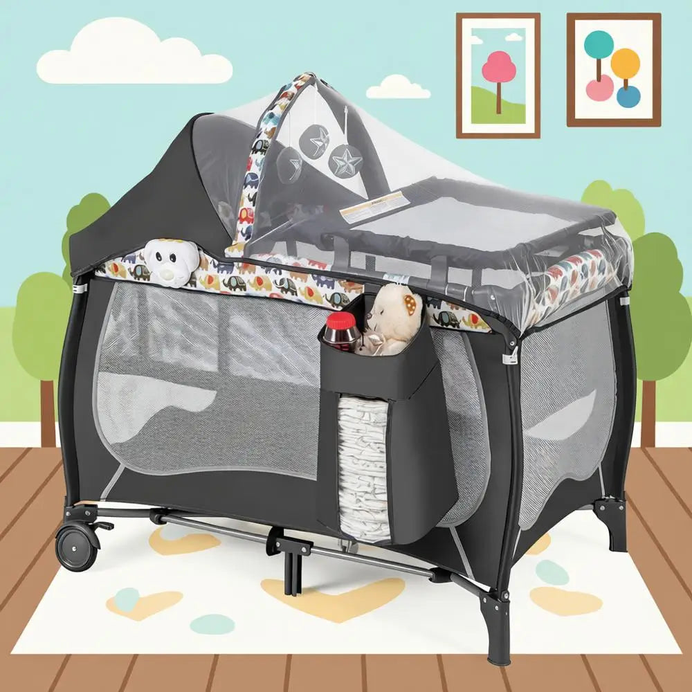 4 In 1 Baby Playard With Bassinet And Changing Table