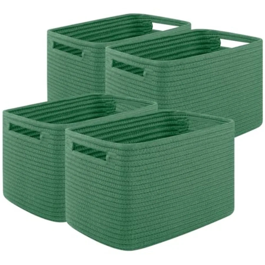 Woven Storage Baskets for Shelves and Organizing Cotton Rope Bins