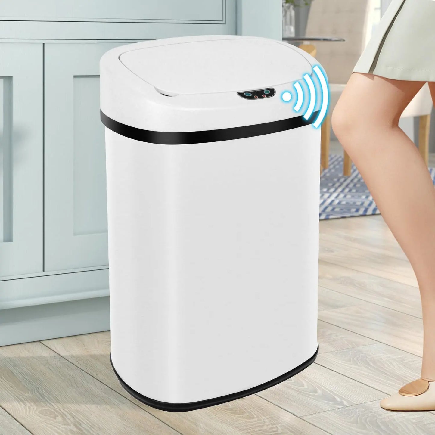 Stainless Steel Motion Sensor Trash Can With Touchless Operation