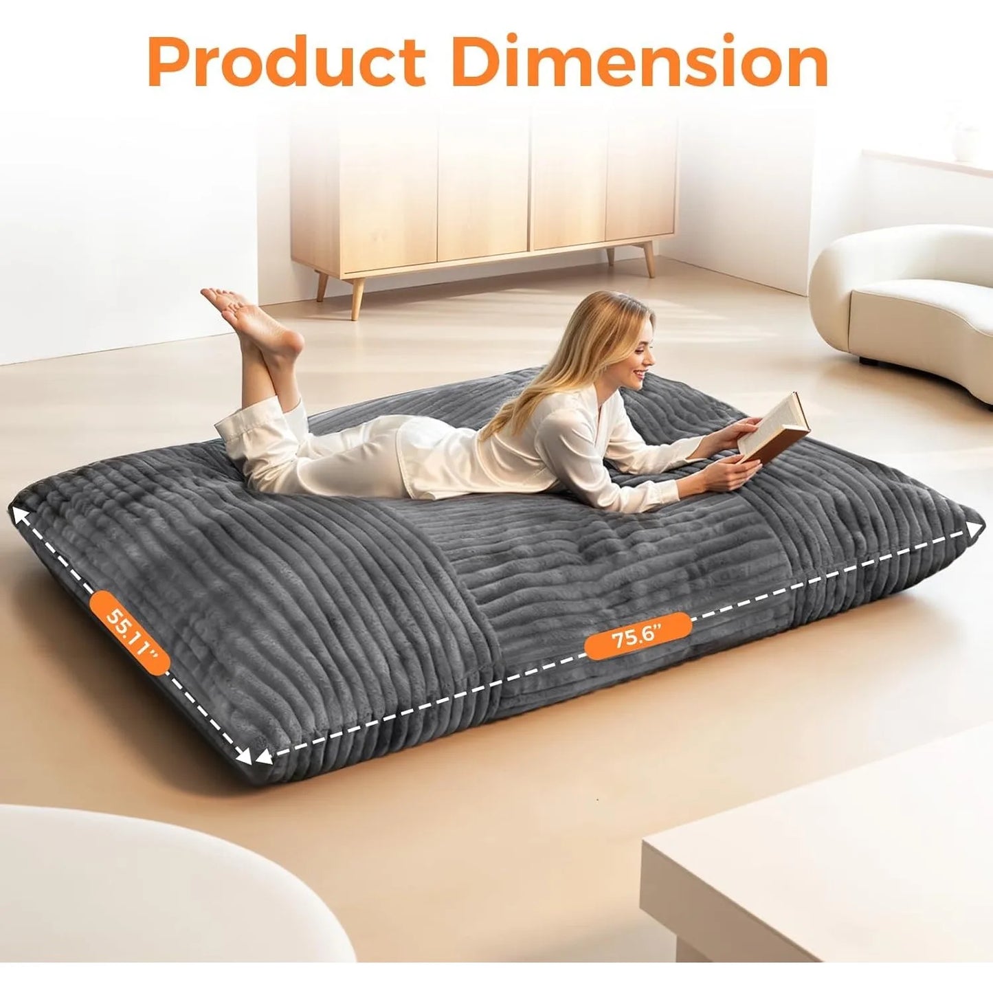 Three In One Convertible Bean Bag Chair Bed Memory Foam