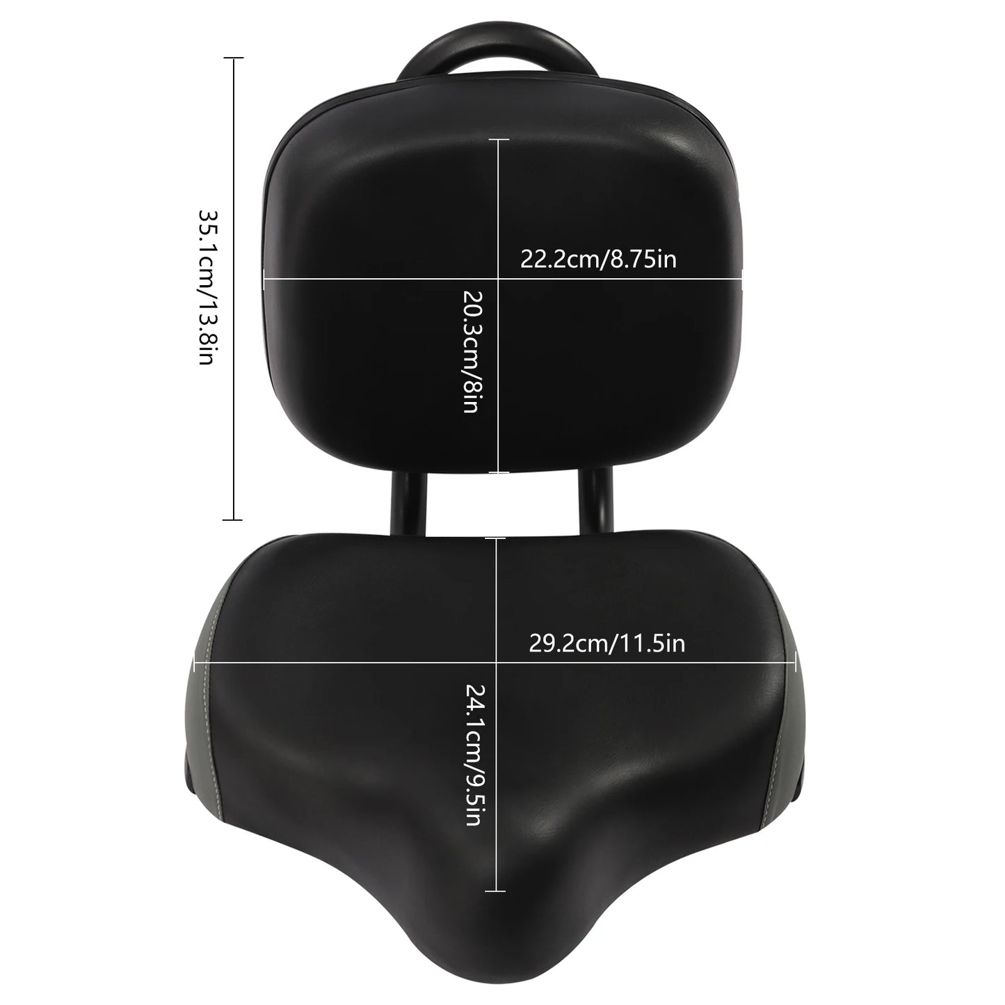 Extra Wide Bike Seat With Backrest Ergonomic Design Adjustable Height