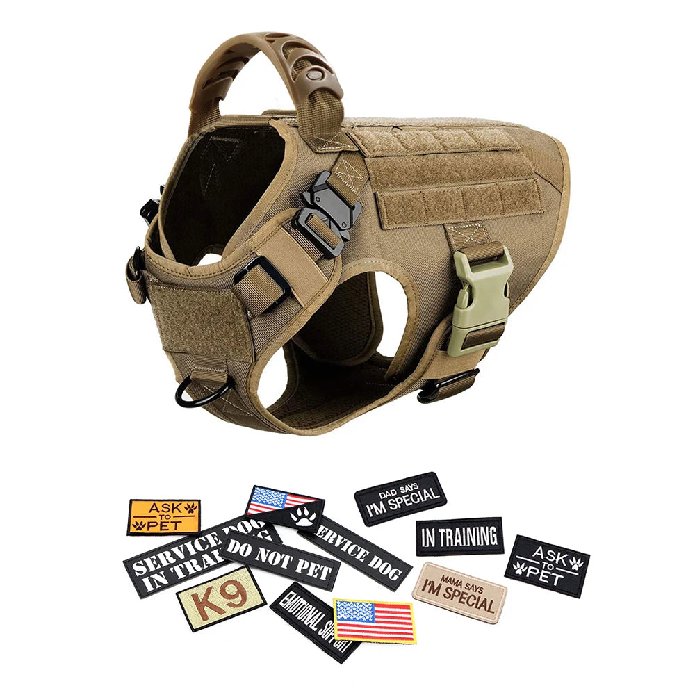 PETRAVEL Military Dog Harness Vest Set Nylon For Malinois Training