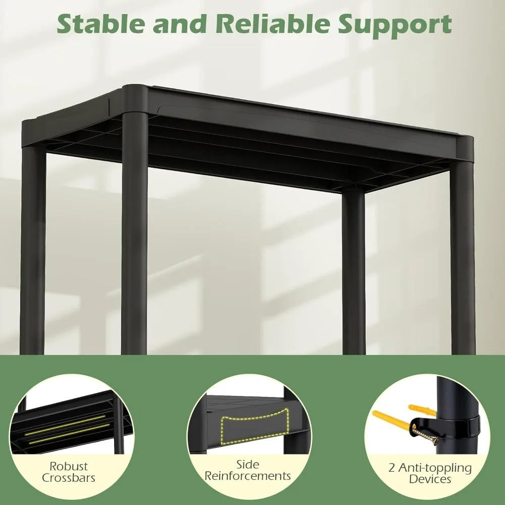 Heavy Duty Plastic Storage Shelves Freestanding Garage Organizer Rack
