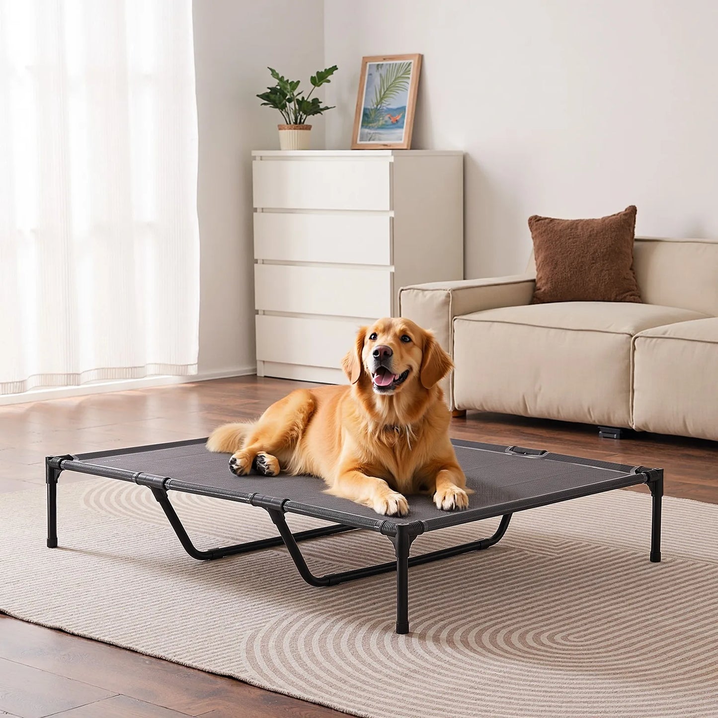 Portable Raised Dog Bed With Sturdy Metal Frame For Pets