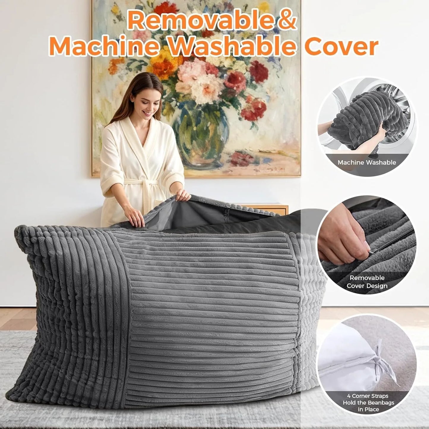 Three In One Convertible Bean Bag Chair Bed Memory Foam