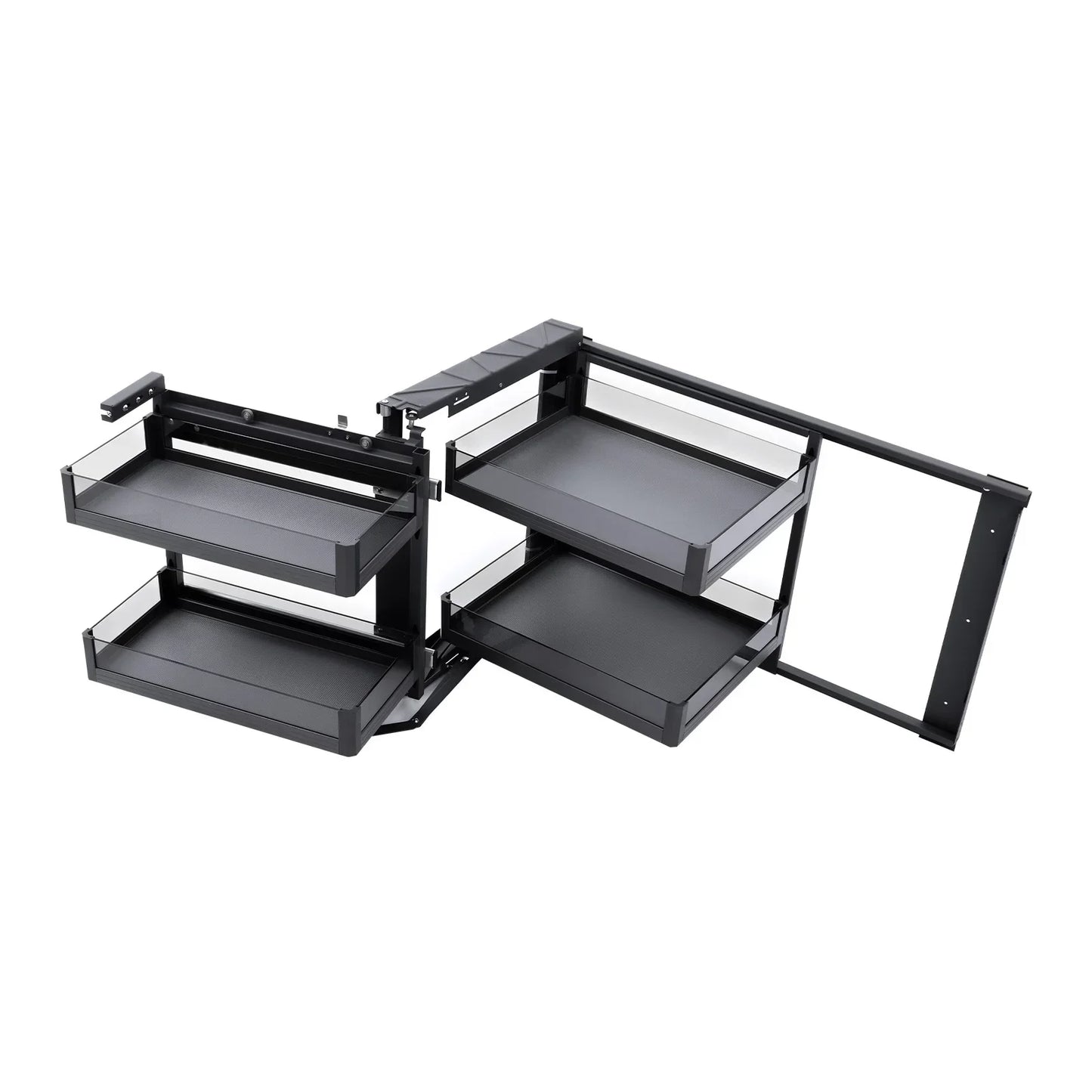 Two Tier Corner Cabinet Pull Out Organizer With Detachable Shelves