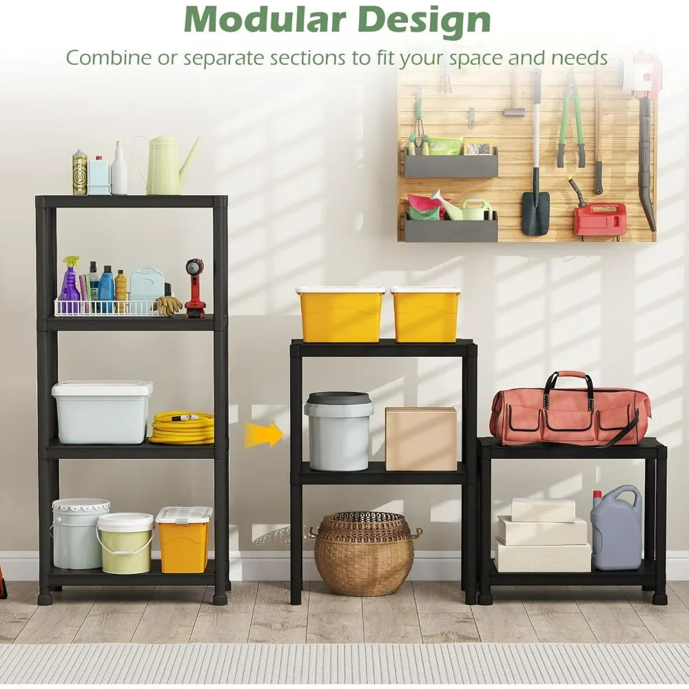 Heavy Duty Plastic Storage Shelves Freestanding Garage Organizer Rack