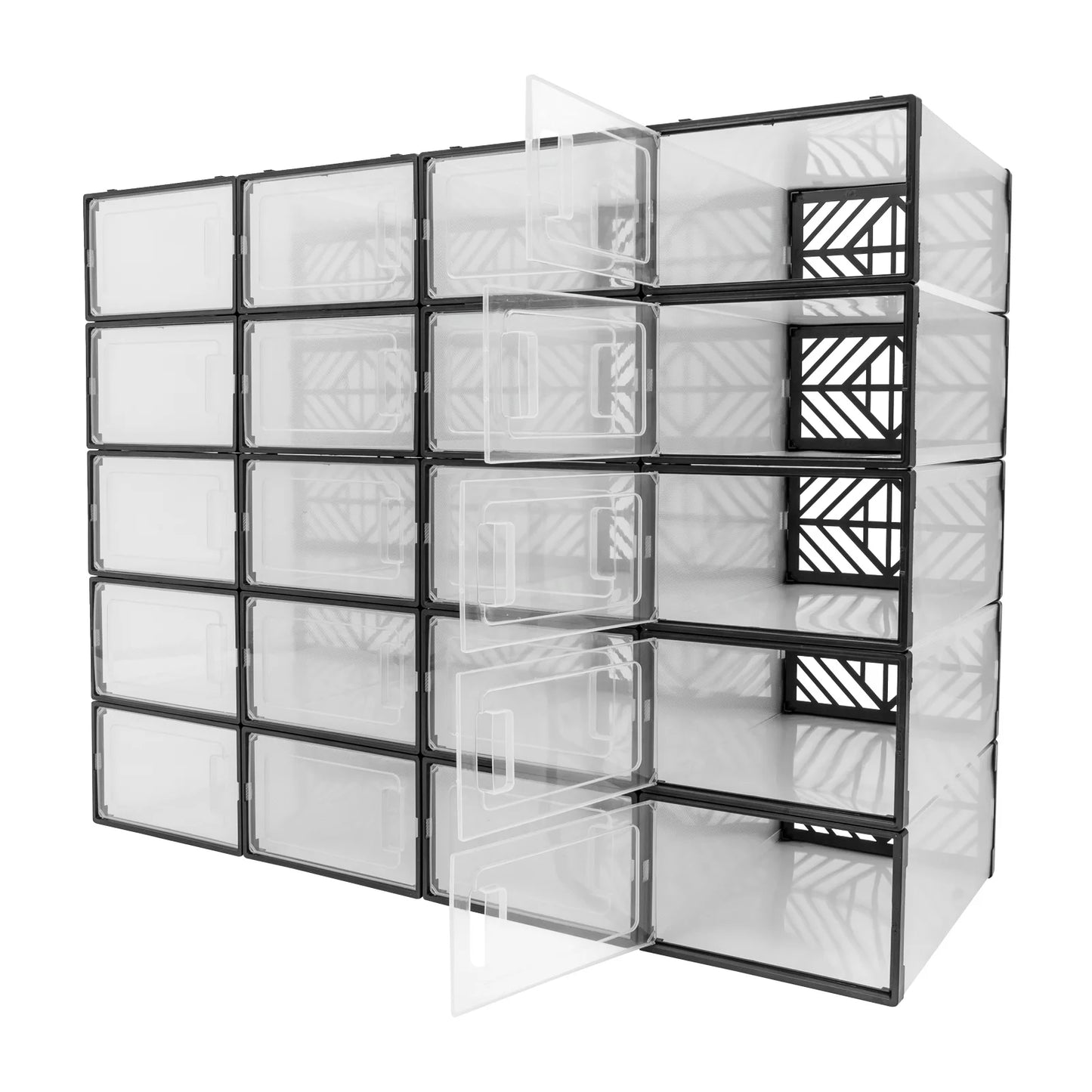 Transparent PP Shoe Storage Box 20 Pcs Moisture Proof Organizer