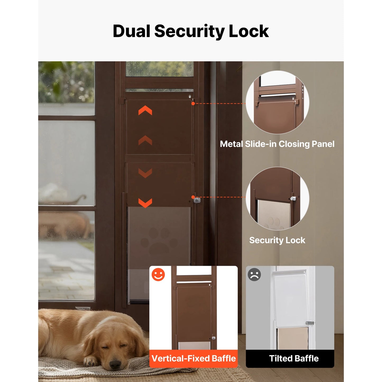 SucceBuy Sliding Glass Dog Door With Aluminum Frame Rotating Hinges