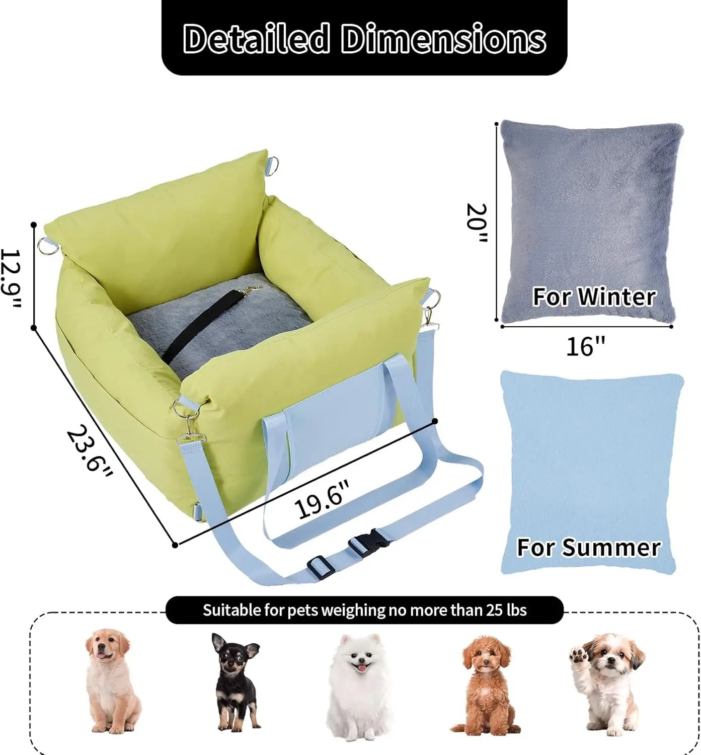 HiMISS Comfort Travel Car Seat Carrier for Small Dogs Cats