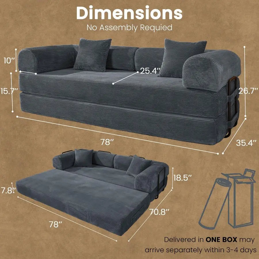 MBVM Convertible Sleeper Sofa Bed Foldable Modular Couch Memory Foam