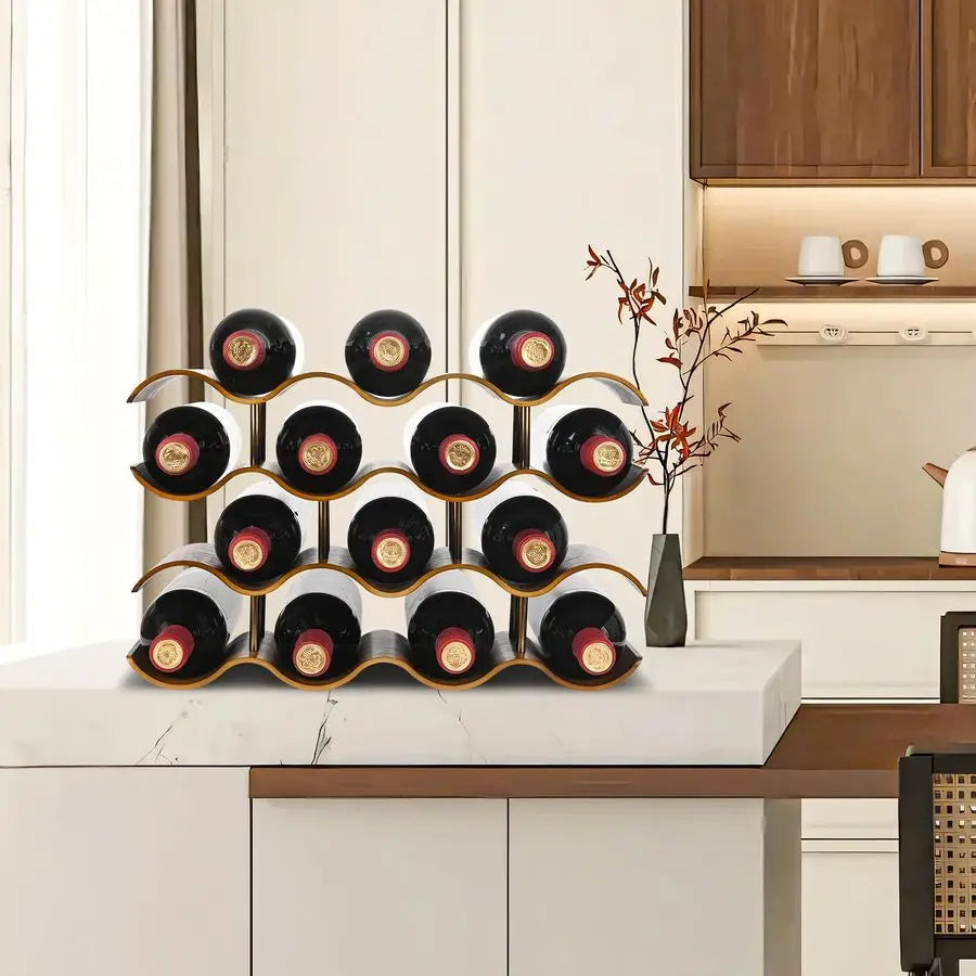 XMSJ Solid Wood Freestanding 14 Bottle Wine Rack 4 Tier