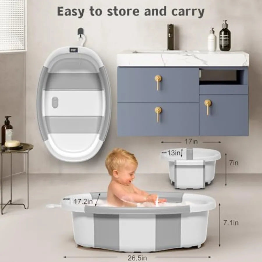 Himold Collapsible Baby Bathtub With Thermometer Cushion