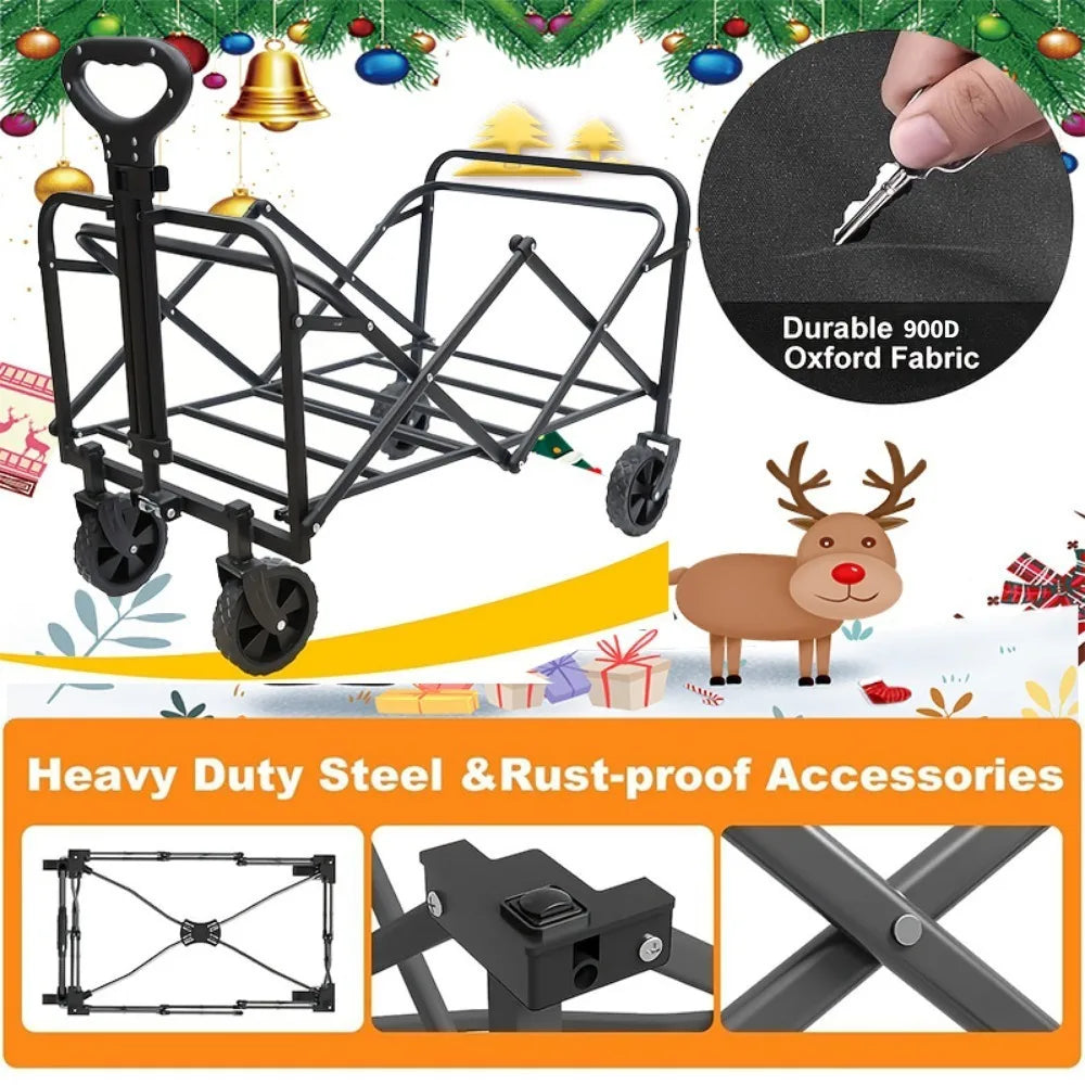 Heavy Duty Folding Wagon Cart With 360 Degree Wheels