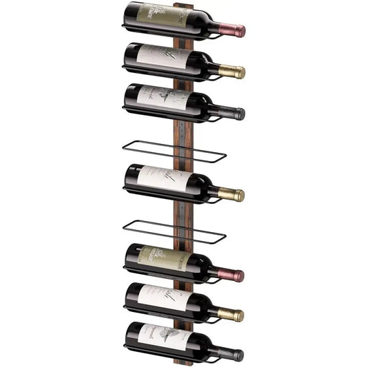 Wall Mounted Wine Rack For Nine Bottles Sturdy Wood Iron