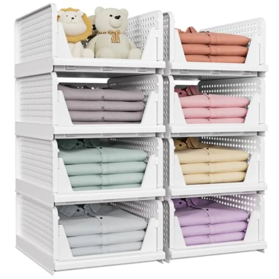 Stackable Closet Storage Basket Multifunctional Foldable Organizer For Home