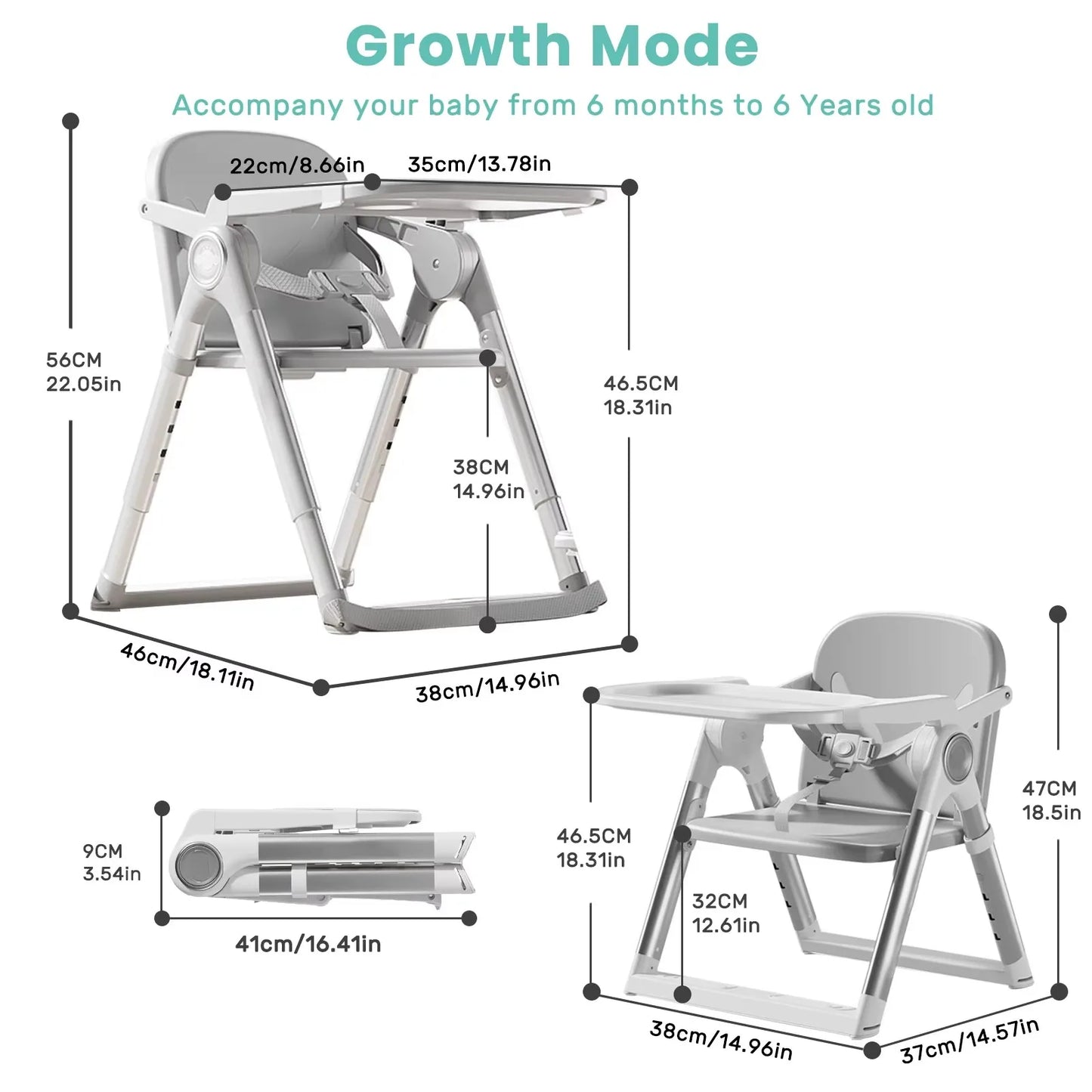 Portable Baby Folding Booster Seat High Chair For Dining