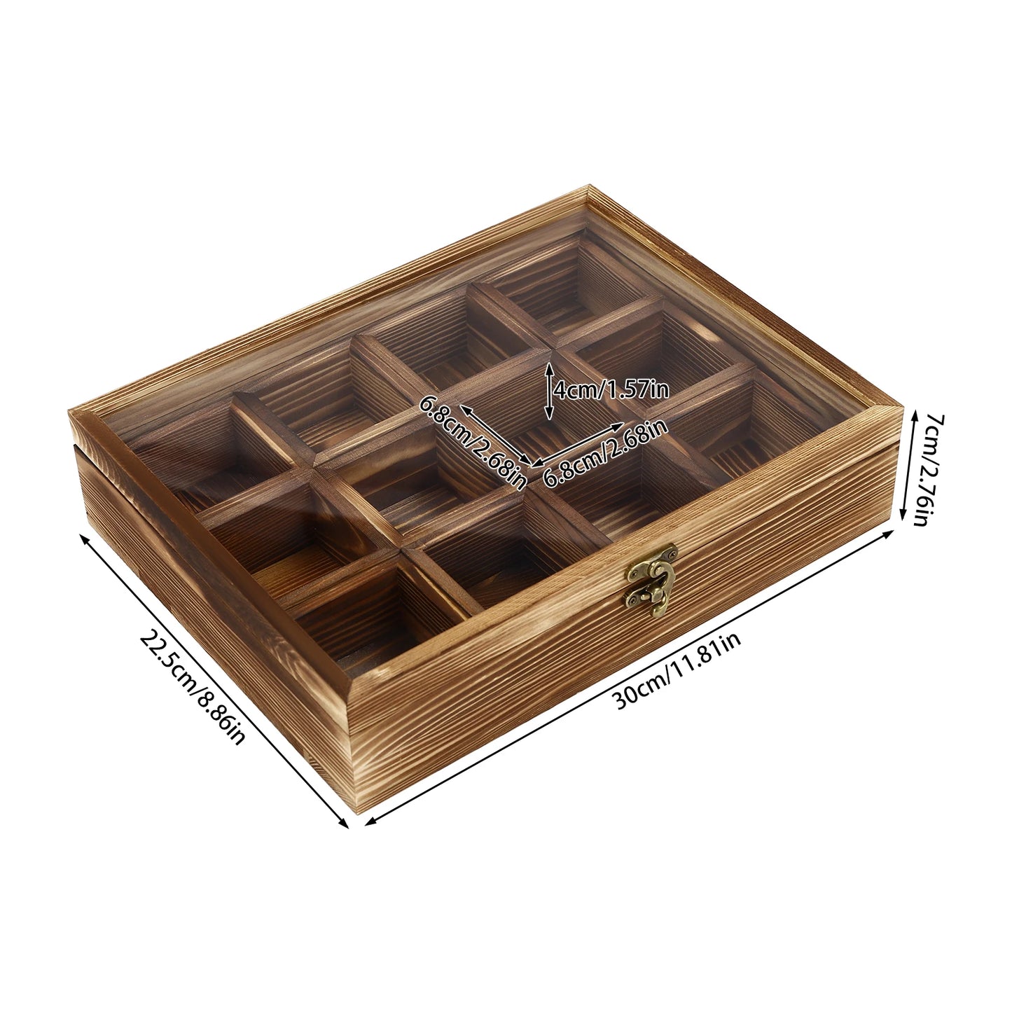 Wooden Spice Box With 12 Compartments For Spices And Herbs