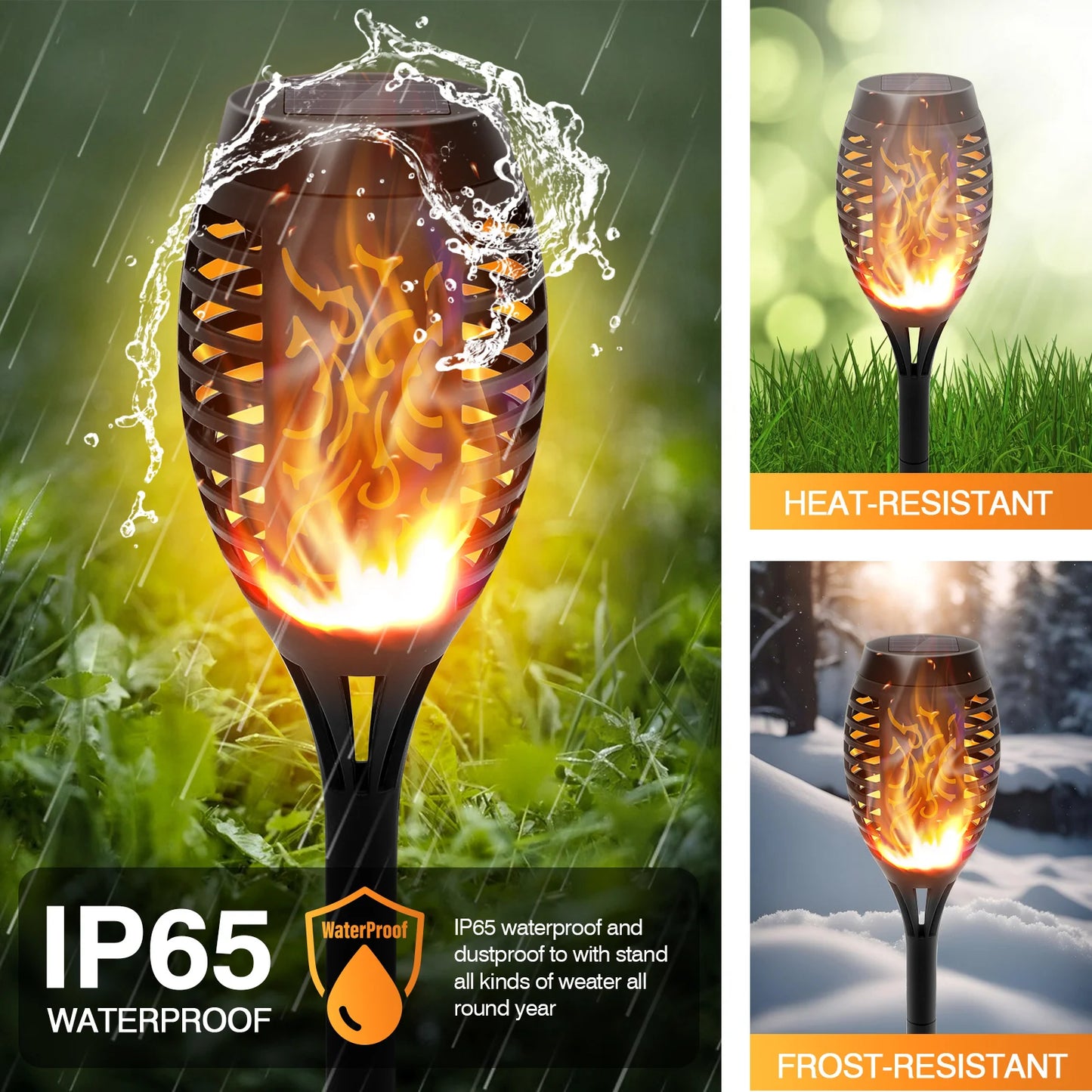 Solar LED Torch Lights With Flickering Flame For Outdoor Path