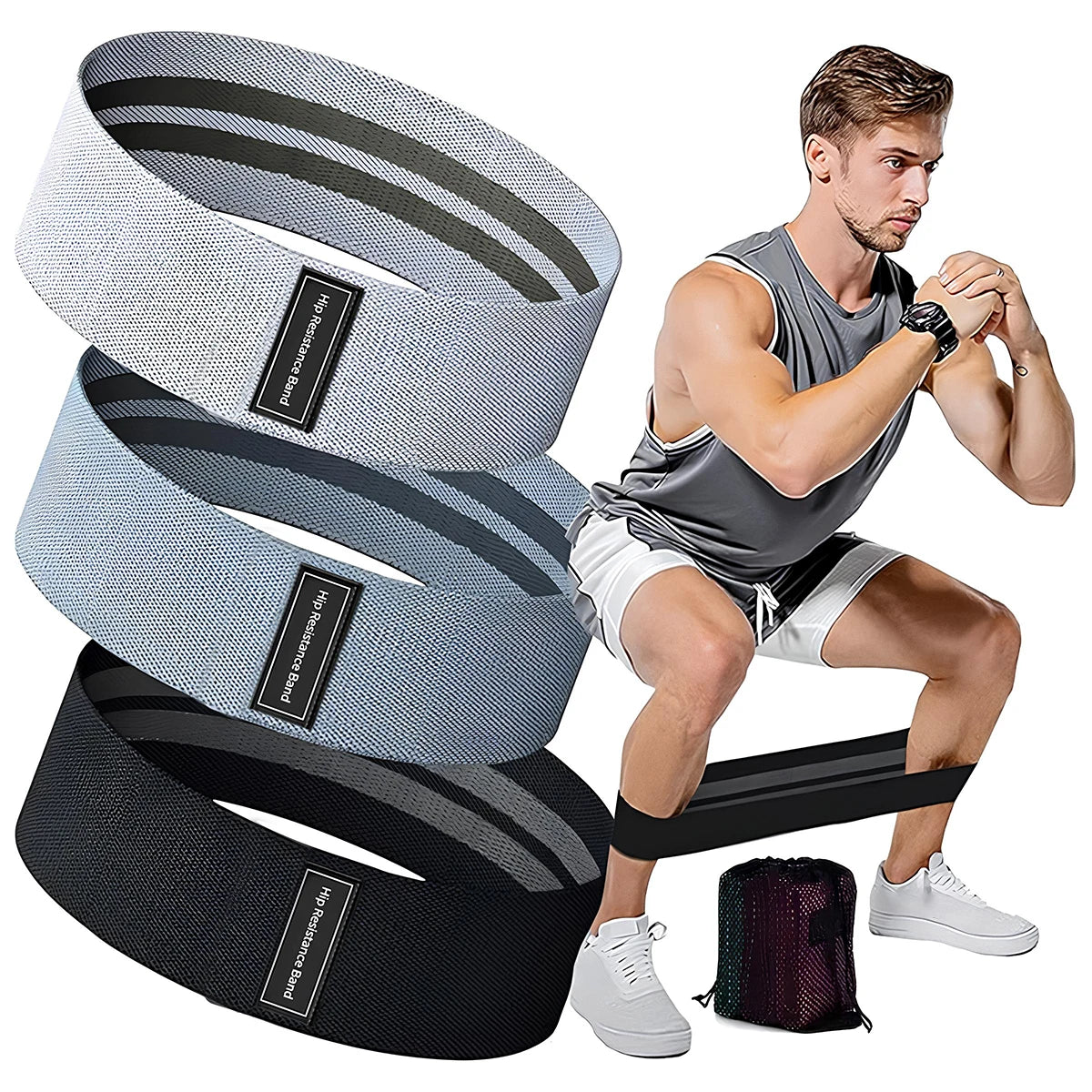 Elastic Resistance Band Set Legs and Hips with Storage Bag