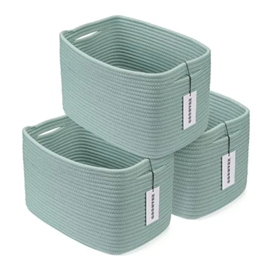 Cotton Rope Woven Storage Basket For Organizing Shelves And Cabinets
